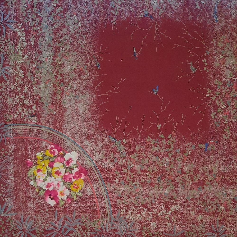 Gucci Floral Red and Pink Silk Scarf